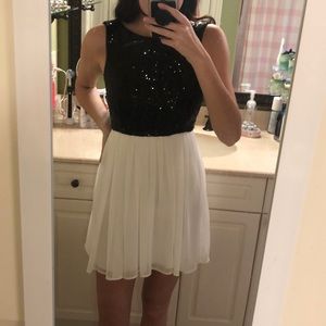 black and white homecoming dress